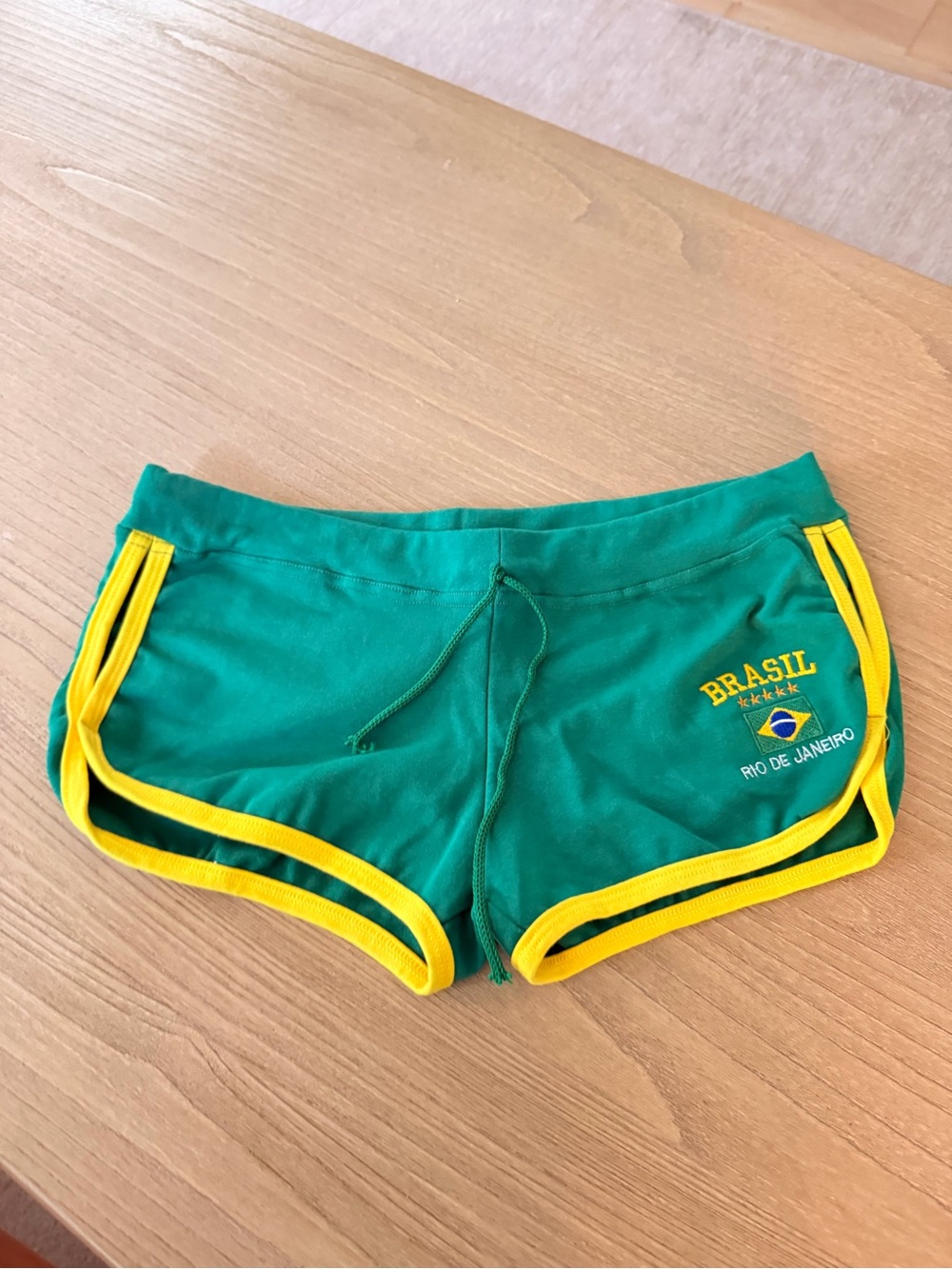 Green Brasil Rio De Janeiro Shorts with Yellow Trim NEW bought in Brazil